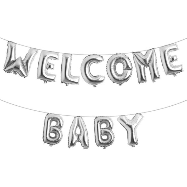 Welcome Baby Foil Balloons in Silver or Golden - Image 2