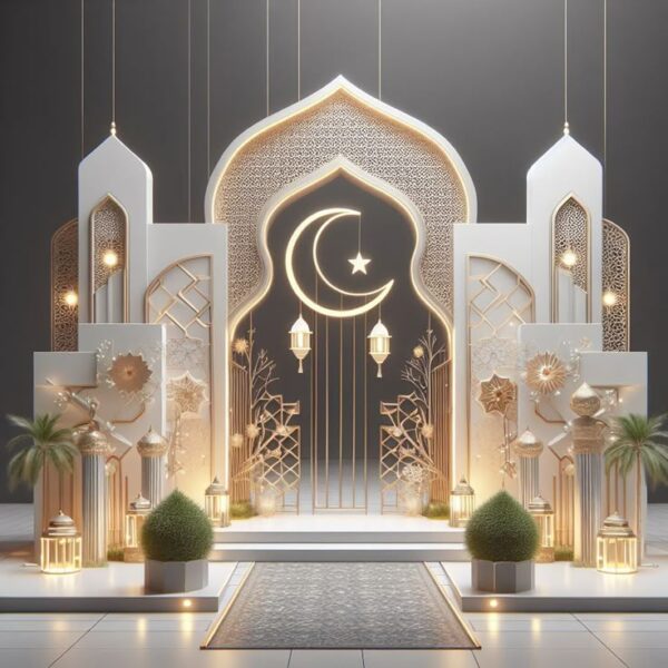 Ramadan Theme Backdrop in White